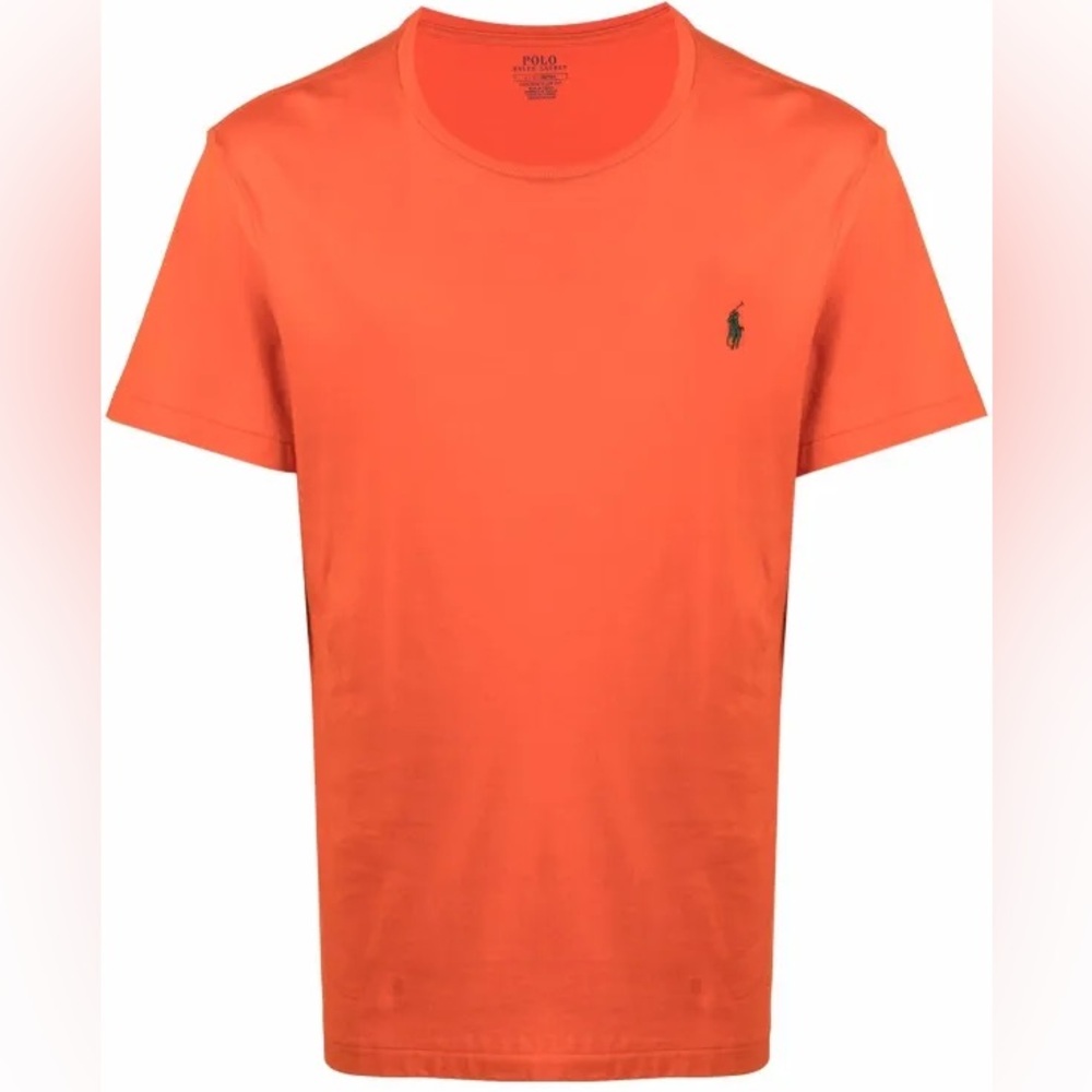 Polo Ralph Lauren Orange short sleeve T-shirt embroidered blue logo Size Medium